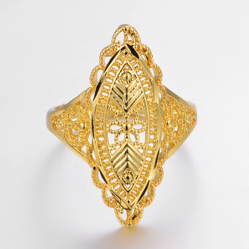 Annayoyo Unisex Arab Gold Color Big Wide Men Women Ring ,Wholesale African Party Ring Jewelry Gifts