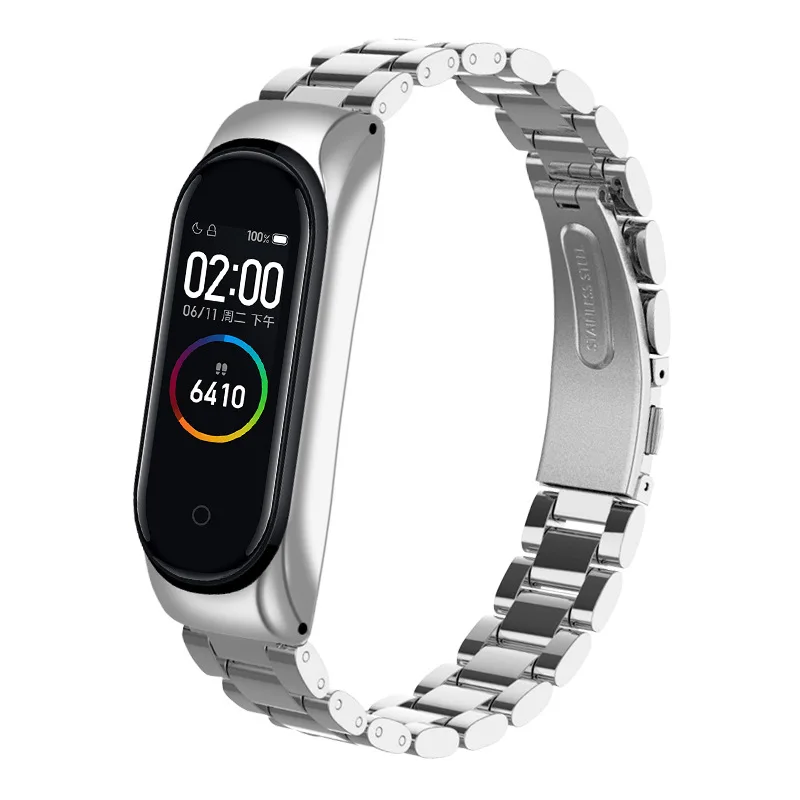 Correa de reloj inteligente dorada para Xiaomi Mi Band 6 5 4 3 correas de reloj de acero inoxidable pulseras para Miband 6 Correa Pulseira ajustable