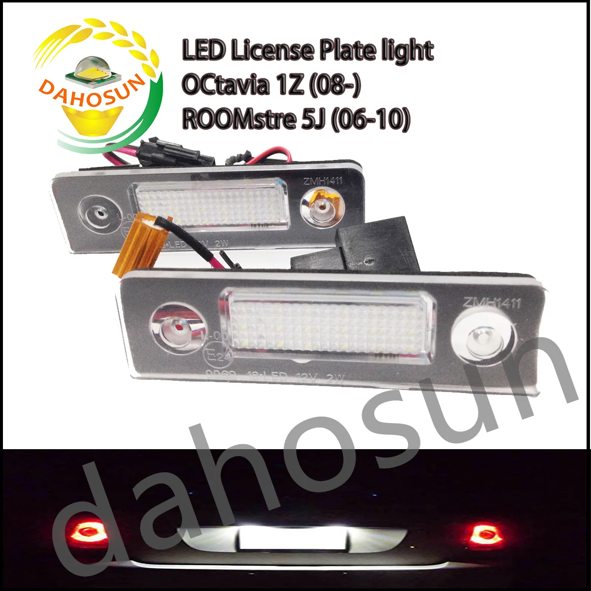 

2Pcs Dahosun White LED License Plate Lights For Skoda Octavia 2 Facelift 2009 -2012 Facelifted 2003-2012 Roomster 5J 2006-2010