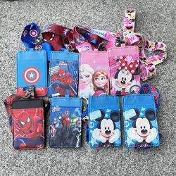 Disney cartoon Avenger Spider-Man PU coin frozen purse card holder keychain bus card case ID Holders Mickey mouse  card bag