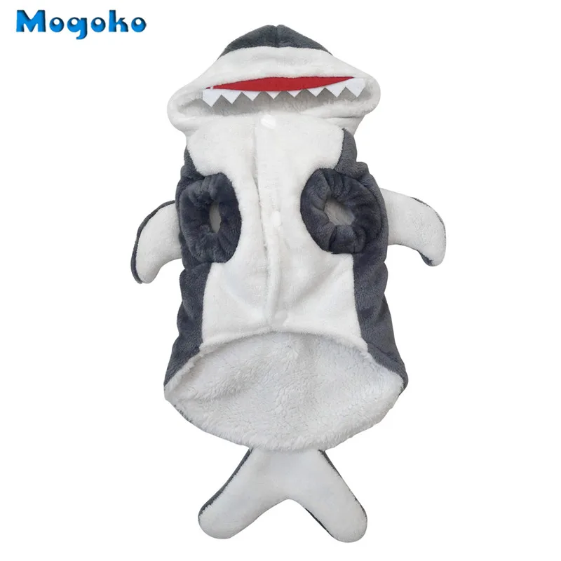 Mogoko 1pc Pet Dog Cosplay Clothes Cute Shark Jaws Fancy Dress Costume Puppy Coat Jacket Outfit Adorable Gray Hoodies S-XL Size