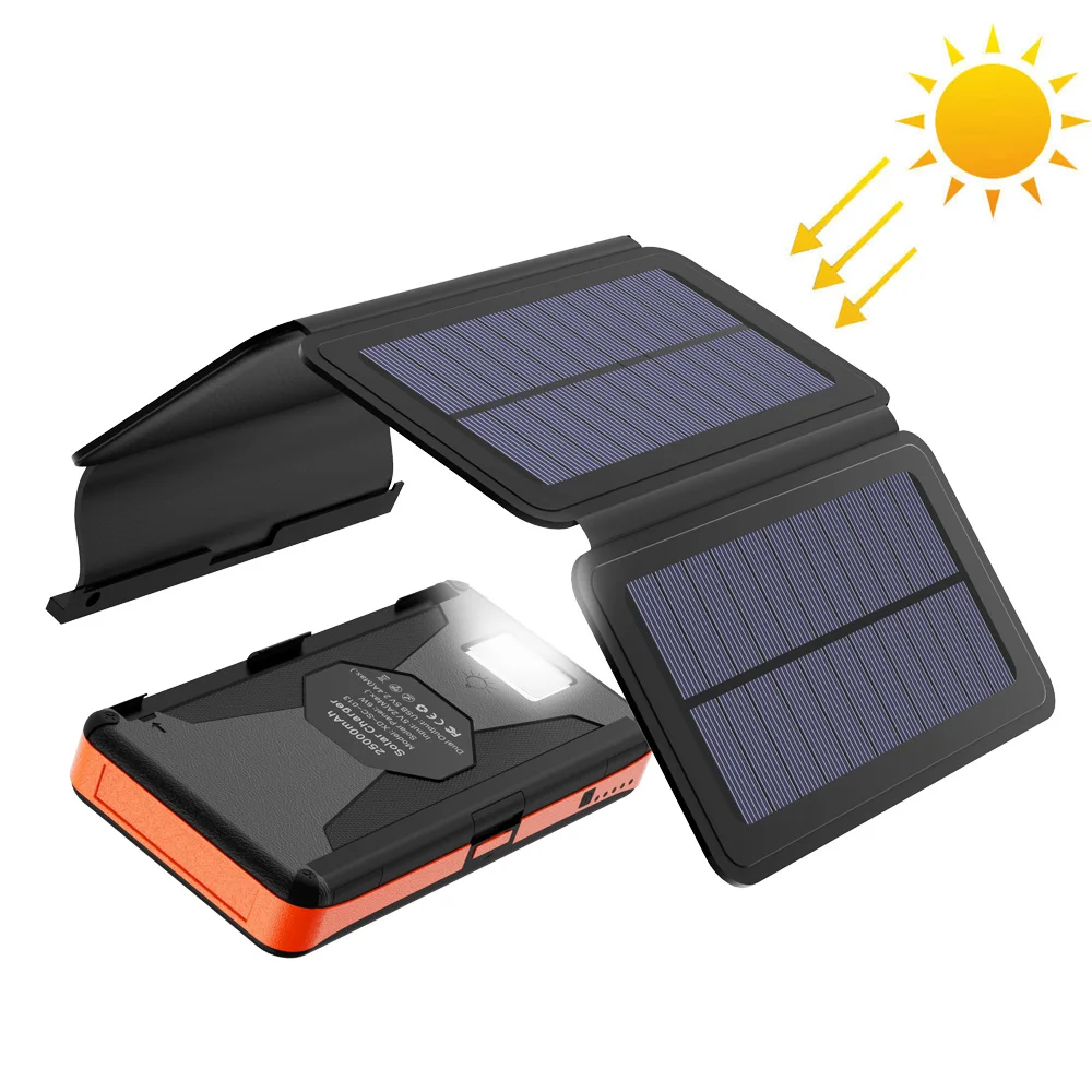 High Capacity 25000mAh Solar Power Bank Solar Battery Charger for iPhone iPad Samsung Huawei Honor Xiaomi LG Sony OnePlus etc.