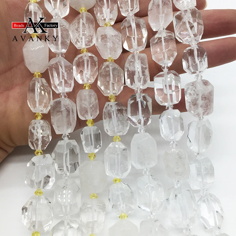 High Quality Natural Whith Crystal Handmade Irregular Faceted Loose For Jewelry Making DIY Necklace Bracelet 15''13x18mm