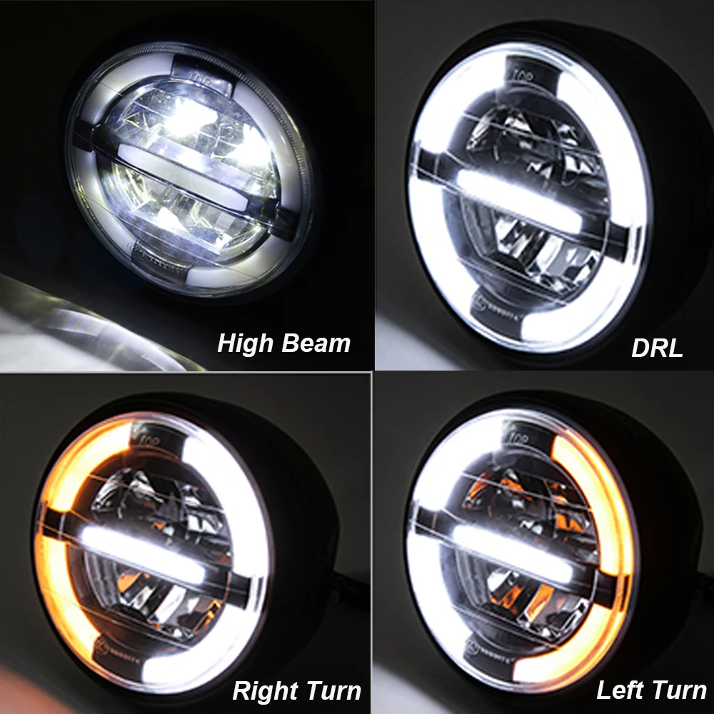 7 Inch Motorcycle LED Headlight High Low Beam DRL Daytime Running LIght for Cafe Racer Honda Hornet 900 Kawasaki Yamaha Victory