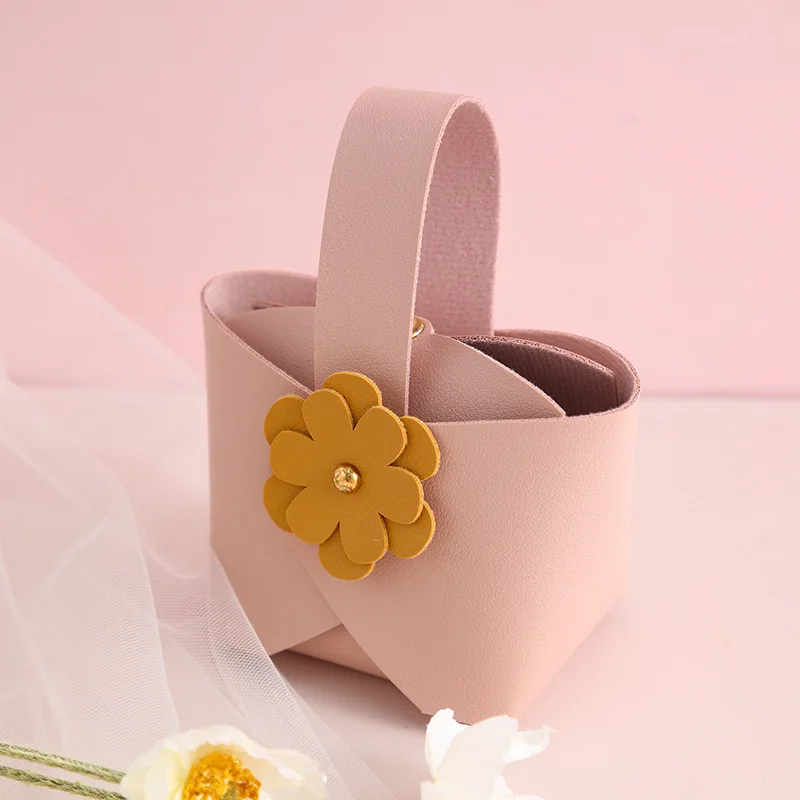 20 PCS Leather Small Flower Bag Can Be Portable Candy Box Creative Wedding Party Supplies Exquisite Small Gift Box