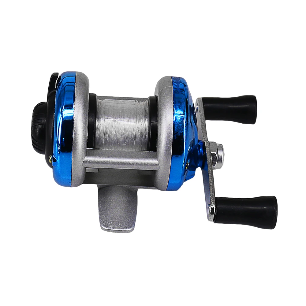 Mini Portable Winter Ice Fishing Reel 1BB Dual Rocker Arm Baitcast Coil Roller Winter Bait Casting Fishing Reel with Lines 90M