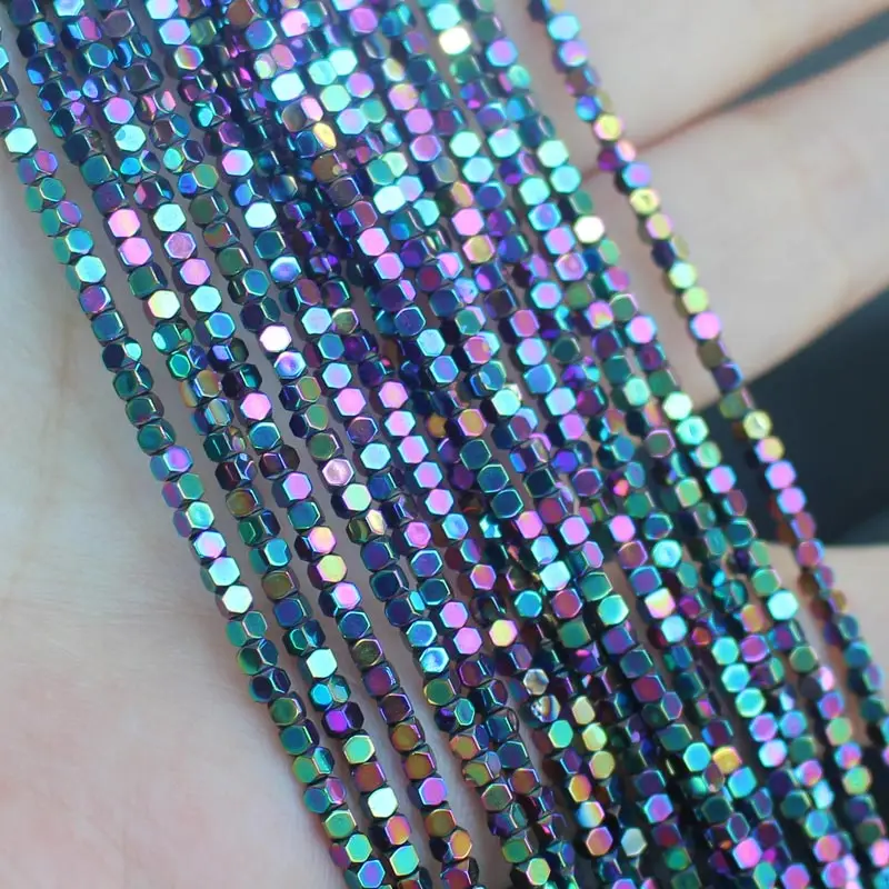 Very Shining! Faceted Square Hematite Beads 15inch, For DIY Jewelry Making, pendant,necklace