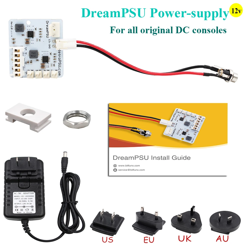 

DreamPSU Rev2.0 12V DC Power Supply Board Game Console Replacement Parts Accessories Power Module for SEGA DreamCast