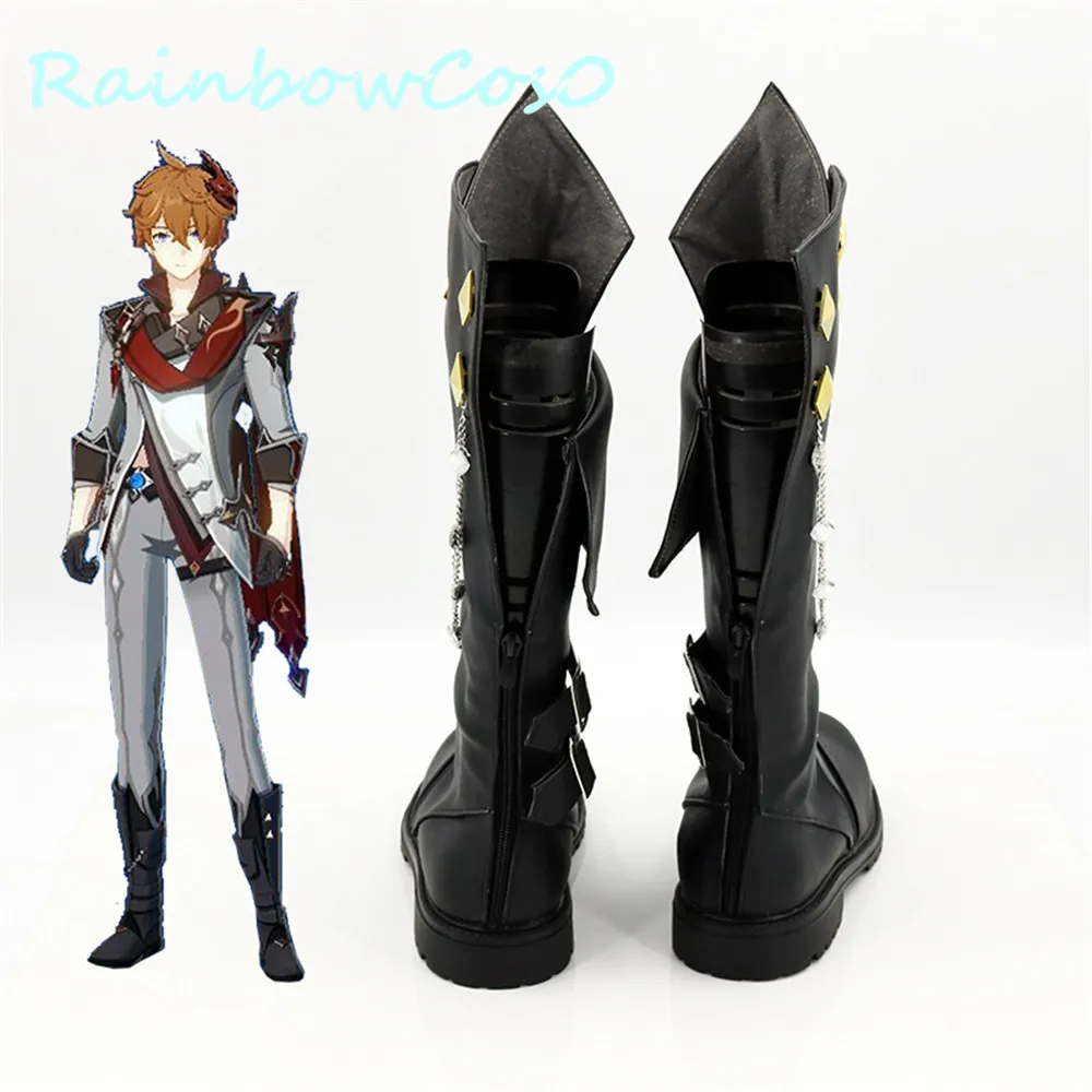 Genshin Impact Tartaglia Cosplay scarpe stivali gioco Anime Halloween RainbowCos0 W1391