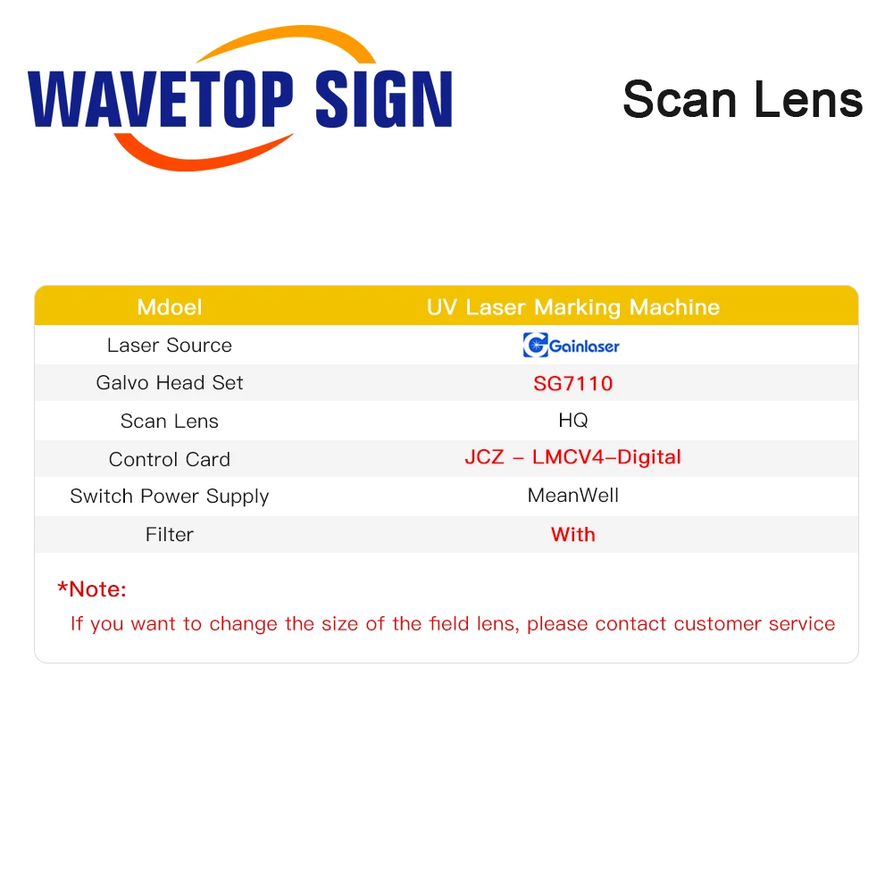 WaveTopSign 355nm 3W Air Cooled UV Laser Marking Machine with JCZ V4 Control Card SG7110 Galvo Head Set