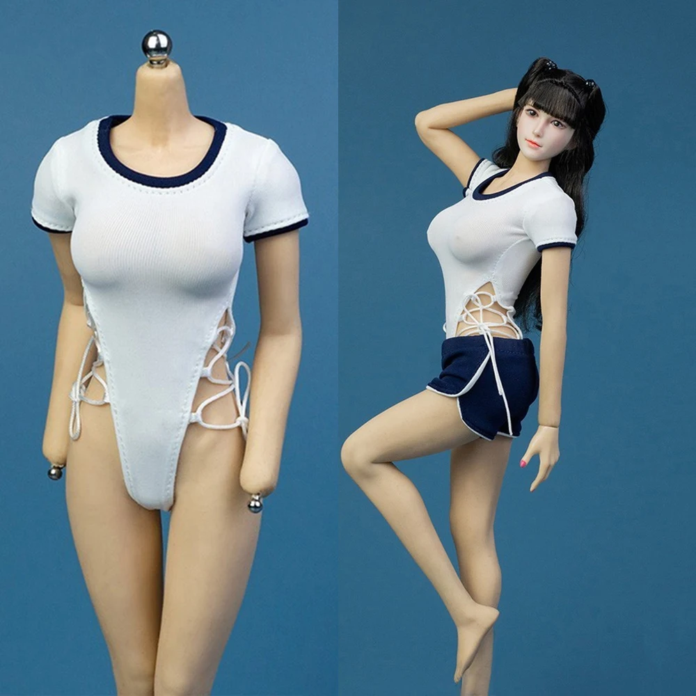 

2 Pieces/Set IC1201 1/6 Bodysuit Girl School Jumpsuit Sports Shorts Set Swimsuit T-Shirt for 12'' Female Action Figure