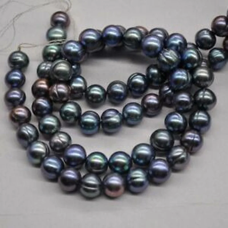 

NEW Beautiful peacock black 1 strands 10-11mm near round freshwater pearl 15"