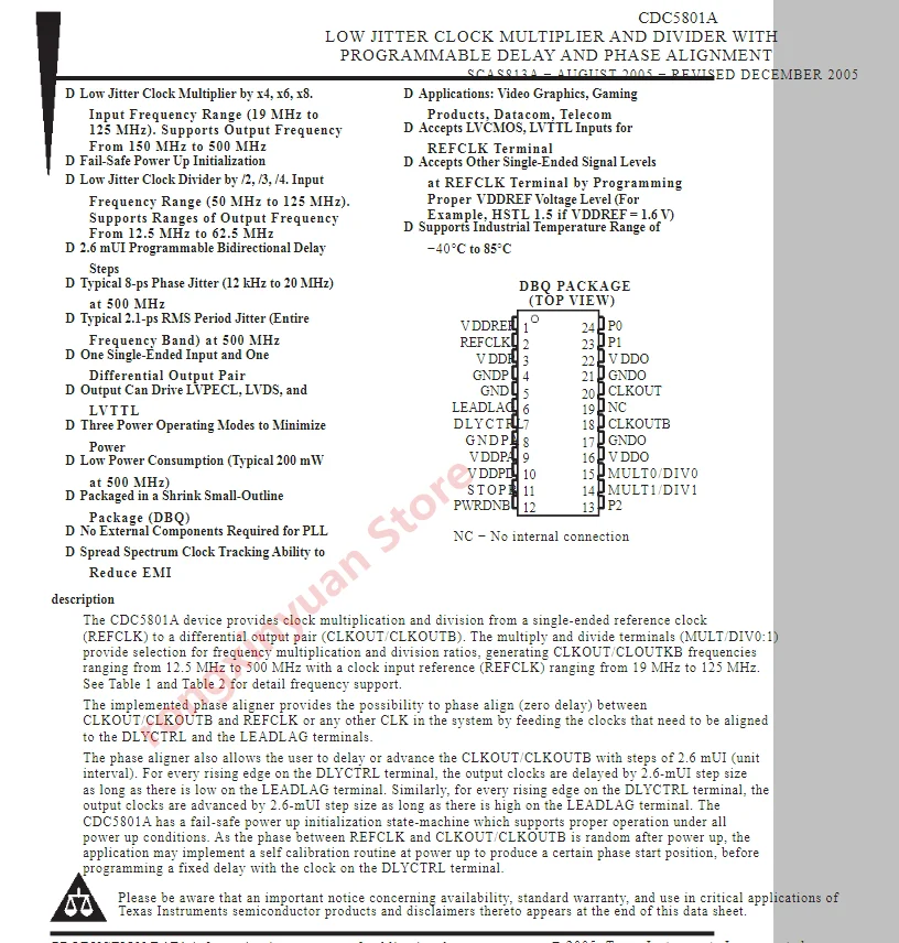 CDC5801ADBQ CDC5801A CDC5801ADBQR CDC5801ADBQRG4 LOW JITTER CLOCK MULTIPLICADOR E DIVIDOR COM ENTREGA PROGRAMÁVEL Novo original