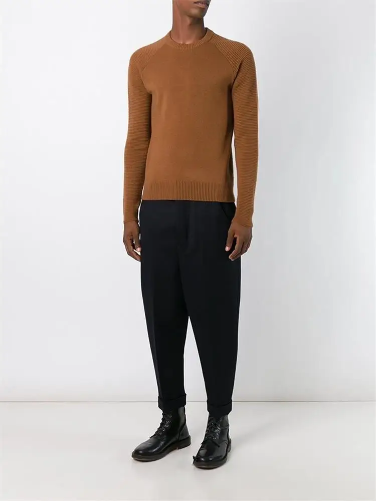 Men's new large size casual pants loose hem Harlem pants minimalist pants singer stage style clothing