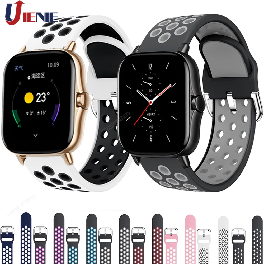ل gts2 سيليكون حزام الساعات ل شاومي Huami Amazfit GTS 2/Haylou LS02/GTR 42 مللي متر/بيب لايت سوار معصمه الرياضة Correa