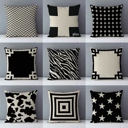 European Casual Cozy White & black geometric cushion cover for sofa/bed home decorative pillows 45x45cm square pillowcase QX2L