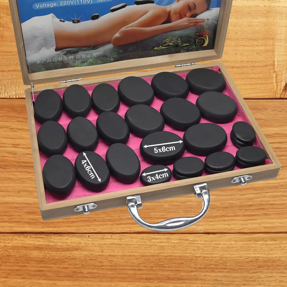 Tontin 31 teile/satz heißer stein massage-set werkzeug basalt massage steine 220V/110V bambus heizung box CE ROHS Runde stein massager