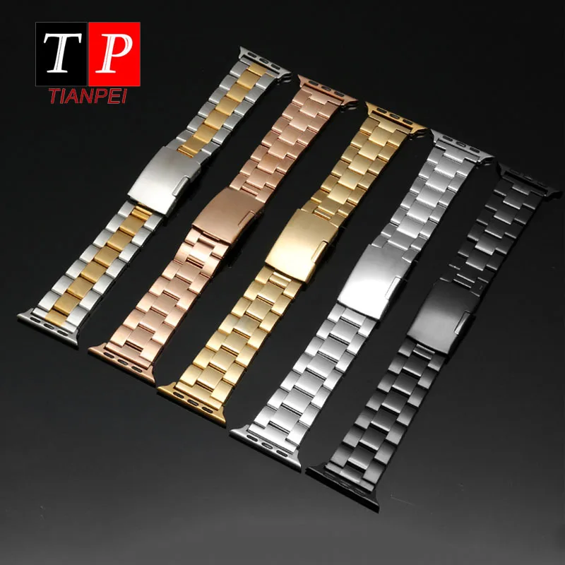 for 1/2/3/4 watch strap Stainless Steel smart watch accessories apple watch band black replacement steel strip 38mm