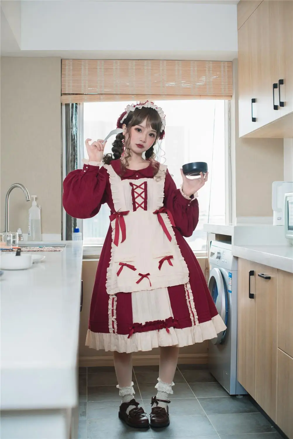 Prinzessin lolita kleid vintage spitze bowknot peter pan kragen weiche mädchen hohe taille viktorianischen kleid kawaii mädchen gothic lolita loli