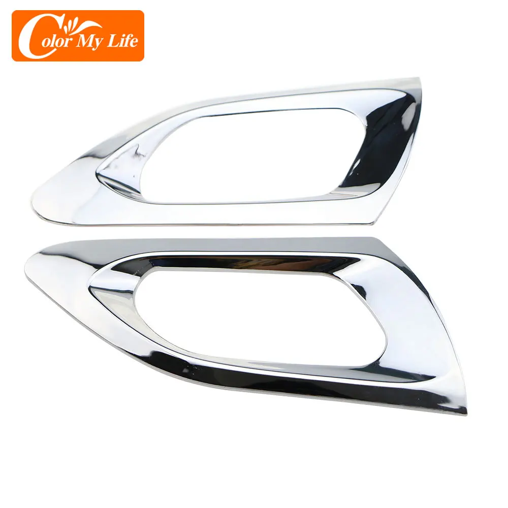 Color My Life ABS Chrome 2Pcs/Set Front Door Handle Bowl Cover Inner Door Bowl Trim for Peugeot 208 GTI 2014 Accessories