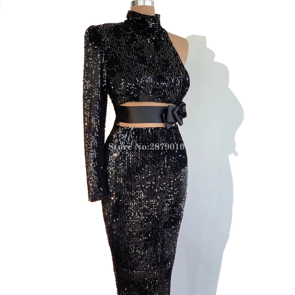 African Black High-Neck Evening Dress Mermaid Floor-Length Robe De Soiree Aibye Prom Dress вечернее платье Middle East Dubai