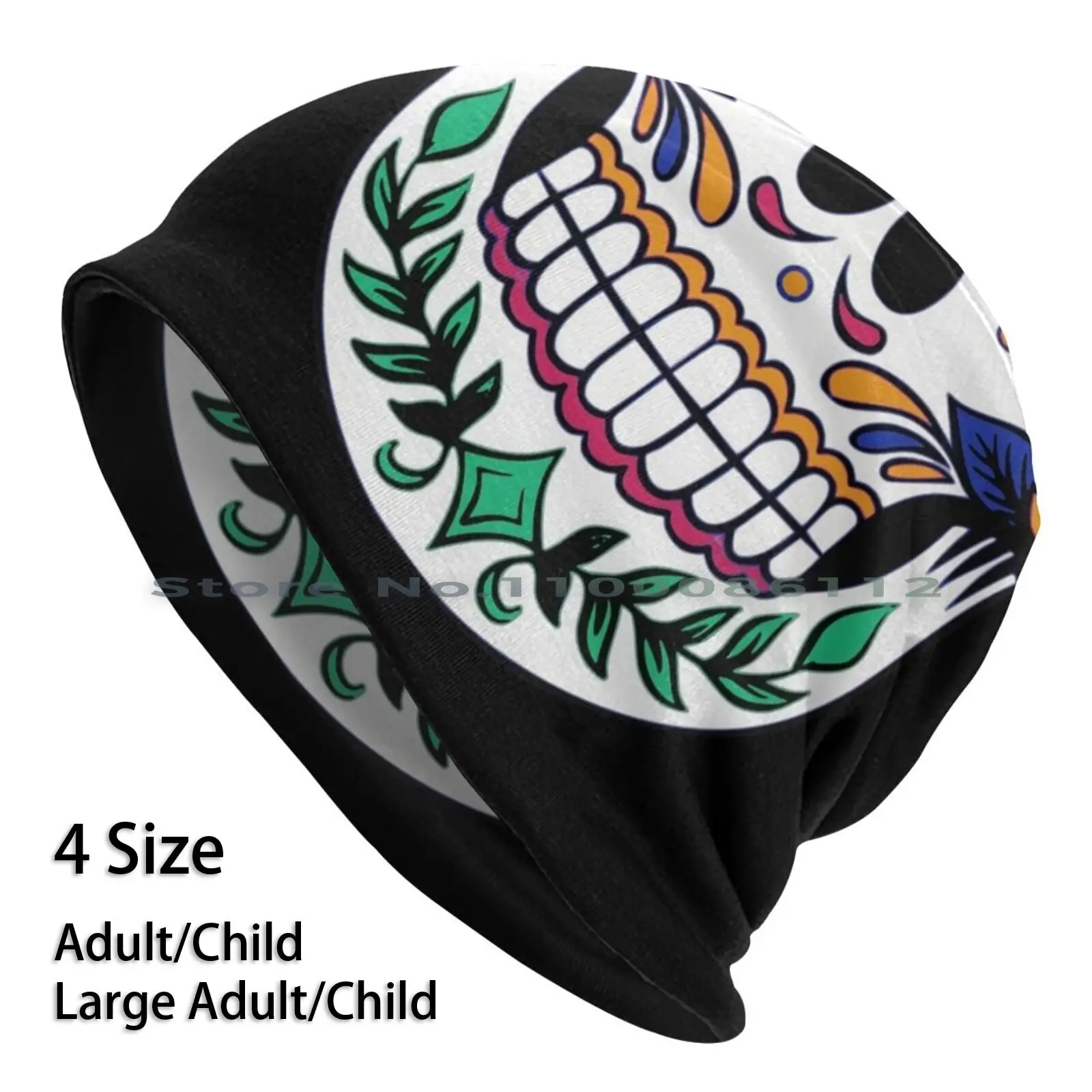 Dia De Los Muertos Beanies Knit Hat Mexican Holiday Mexican Skull Floral Skull Colorful Party Celebration Cool Masks Skeleton