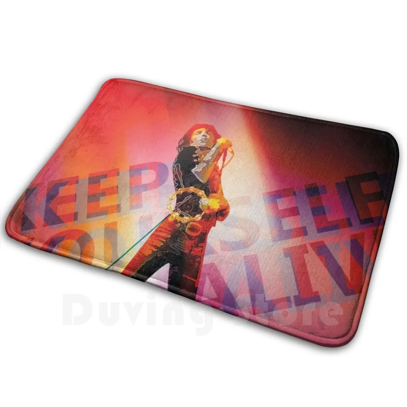 Tapis antidérapant doux Keep Yourself Alive, coussin, paroles de musique Rock