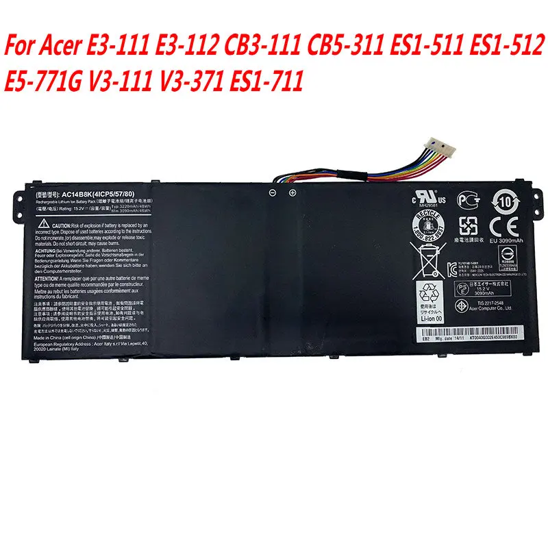 

Genuine AC14B8K 4ICP5/57/8 Laptop Battery For ACER A517-51 AN515-52-76SR A715-72G A715-71G A515-51GNITRO 5 AN515-52 Series V13