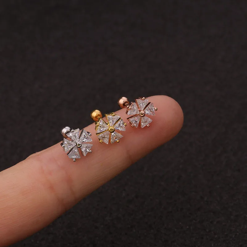 1 قطعة الفولاذ المقاوم للصدأ الحديد الكريستال تشيكوسلوفاكيا الغضروف القرط اللولب تاركوس الغراب محارة Daith الأذن الفص ثقب أقراط مجوهرات