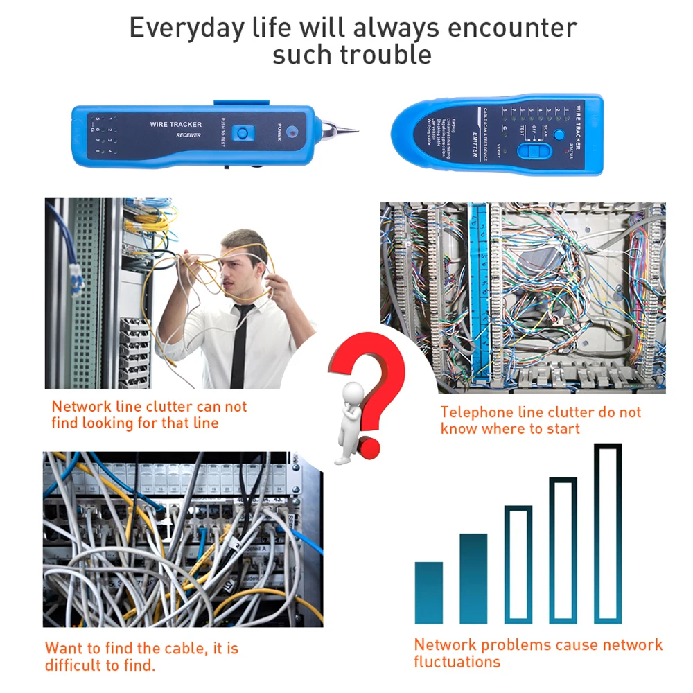 Kebidumei – traceur de fil téléphonique, Toner Ethernet LAN, testeur de câble réseau, détecteur de ligne, RJ11 RJ45 Cat5 Cat6