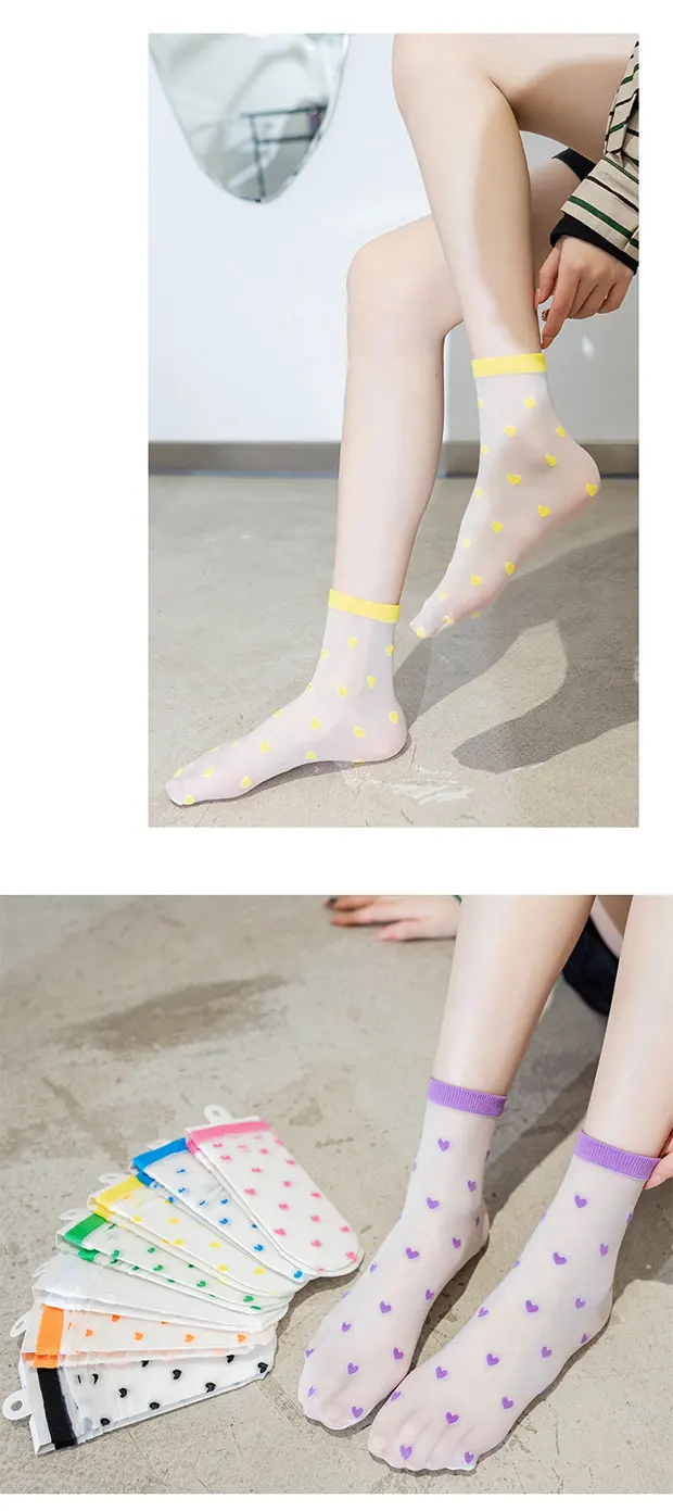 Kinder Sommer Ultra-Dünne Transparente Liebeskristall-Socken Mädchen Baby Atmungsaktive Koreanische Süße Prinzessin Eisseide Socken Sommer-Stil – Detail 22