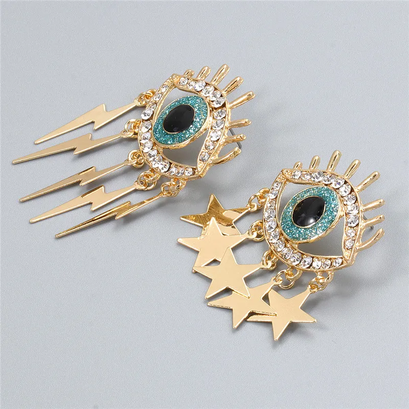 JURAN New Rhinestone Metal Large Eye Shaped Earring High-Quality Fashion Crystals Drop Earrings Jewelry Accessories For Women