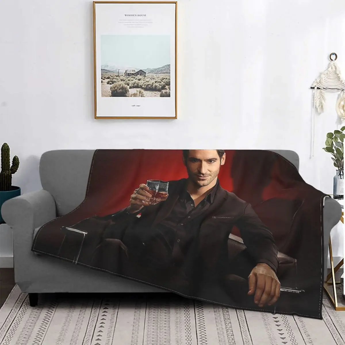 Lucifer Blanket Coral Fleece Plush Textile Decor Tom Ellis Multi-function Super Warm Throw Blanket for Bedding Car Plush Thin