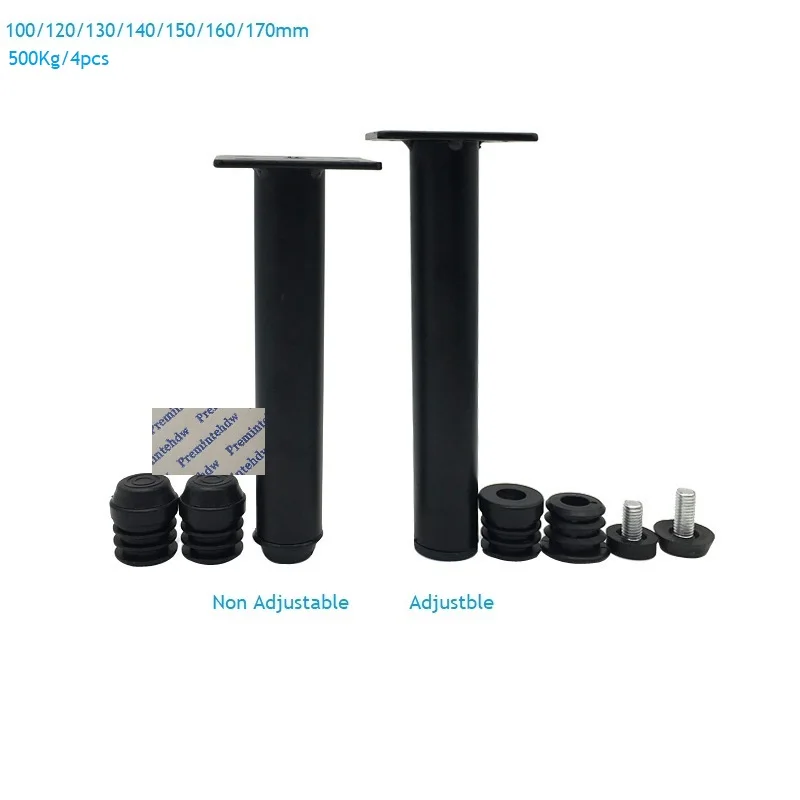 4Pcs/Lot Matte Black Dia.25mm Round Tube Furniture Leg Leveling Feet