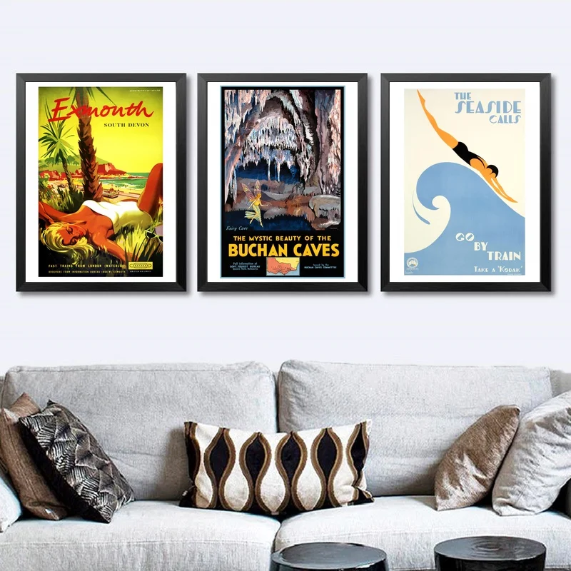 Australia Mountain Beautiful Women Beach Vintage Travel Poster
