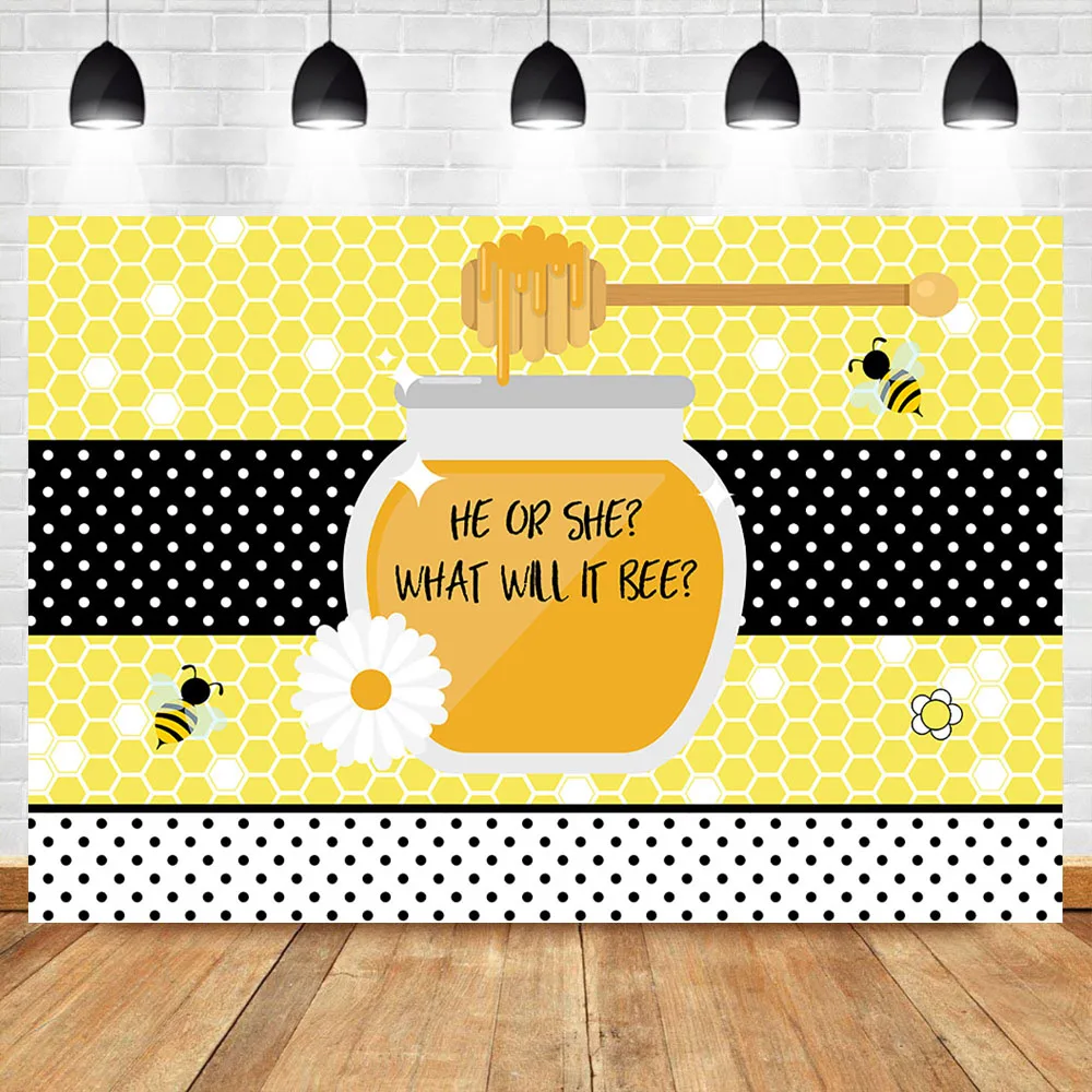 

Mocsicka Sweet Bee Gender Reveal Backdrop Girl or Boy Gender Reveal Photography Background Baby Shower Photography Backdrops