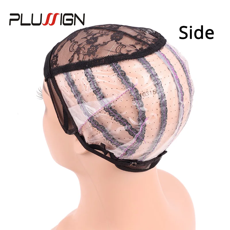 1 Teile/los 2 Teile/los Auflösen Perücke Kappe Mit Verstellbaren Riemen S M L Dome Kappen Kunststoff Haar Netze Plussign Perücke, der Basis Mesh Perücke Kappe – Detail 4