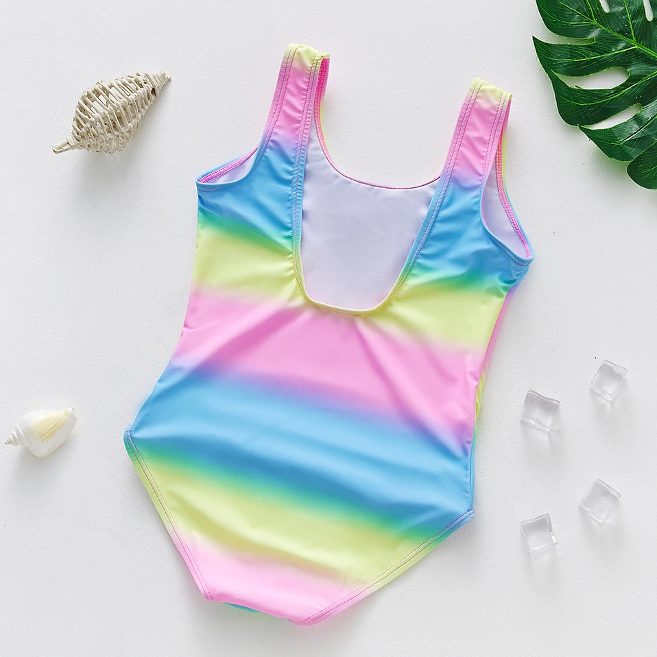 2~11Y Toddler Baby Girls Swimwear one piece Girls Swimsuit Rainbow style Children Swimwear Kids Beach wear Bathing suit