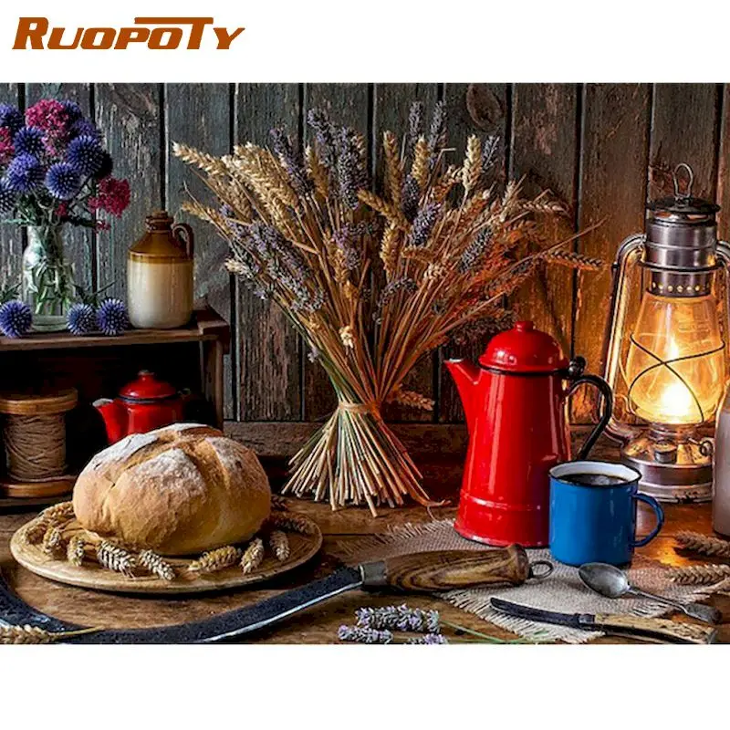 RUOPOTY Dinner Scenery Painting By Numbers For Adults 40x50cm Handmade Diy Gift Oil Paint Color On Canvas Home Wall Decorations