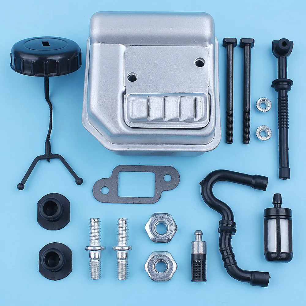 Silenciador do Escape Kit Silenciador para Stihl 018 Ms180 017 Ms170 ms 180 170 Ms180c Ms170c Motosserra Barra Parafuso Prisioneiro Porca Combustível Filtro de Óleo Linha