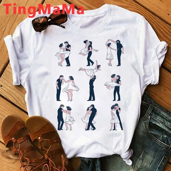 ホット映画ダーティダンシング Tシャツ女性かわいい漫画グラフィック Tシャツユニセックスヒップホップ原宿アニメヒップホップ Tシャツ女性