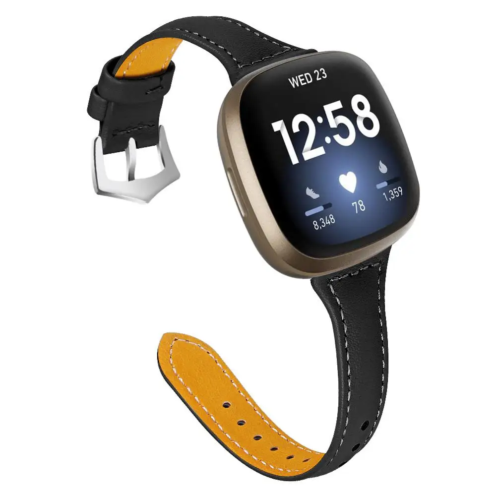 Leather watchband For fitbit versa 3 versa 4 smart watch Rainbow Sports Women Men leather strap for fitbit sense / sense 2 band