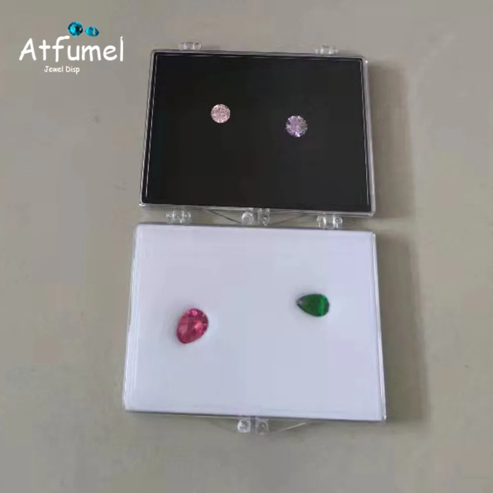 Gems Jewelry Display Box Diamond Organizer Gemstone Teaching Specimen Packaging Box Clear Earrings Stone Gems Storage Boxes