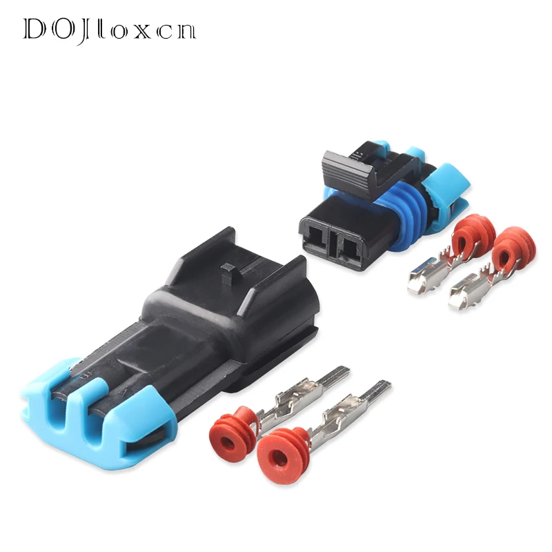 1/5/10/20/50 Sets  2 Pin Universal DELPHI Sense Black Plug Socket Car Automatic Fan Male Female Waterproof Connector 15300027