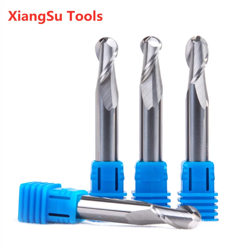 R0.75-R2-R3-R4-R6mm โลหะ-เซรามิค2ขลุ่ยบอลปลายจมูกเครื่อง CNC Router ตัดมิลลิ่งเครื่องมือสำหรับเหล็กการประมวลผล