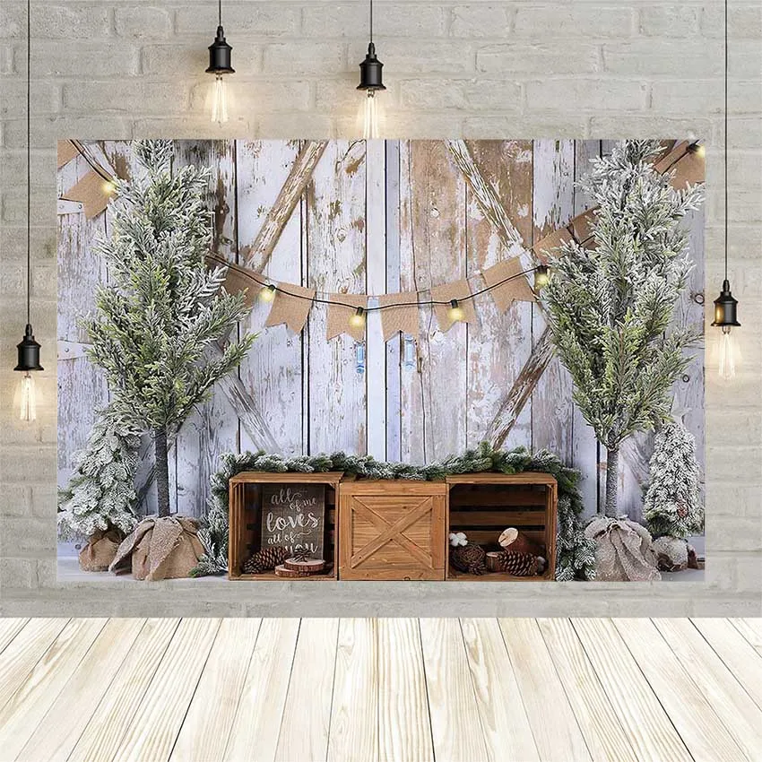 

Avezano Christmas Cake Smash Background For Photography Wood Pine Tree Boys Birthday Party Banner Backdrop Photo Studio Shooting