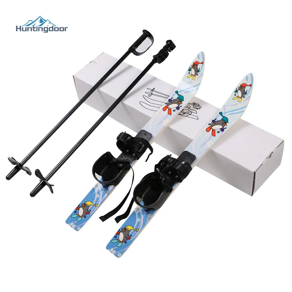 

Children Ski Board Snowboarding Sled Sleigh Binding Ski Poles for Kids Skiing Snowboard Gifts Winter Sports Set