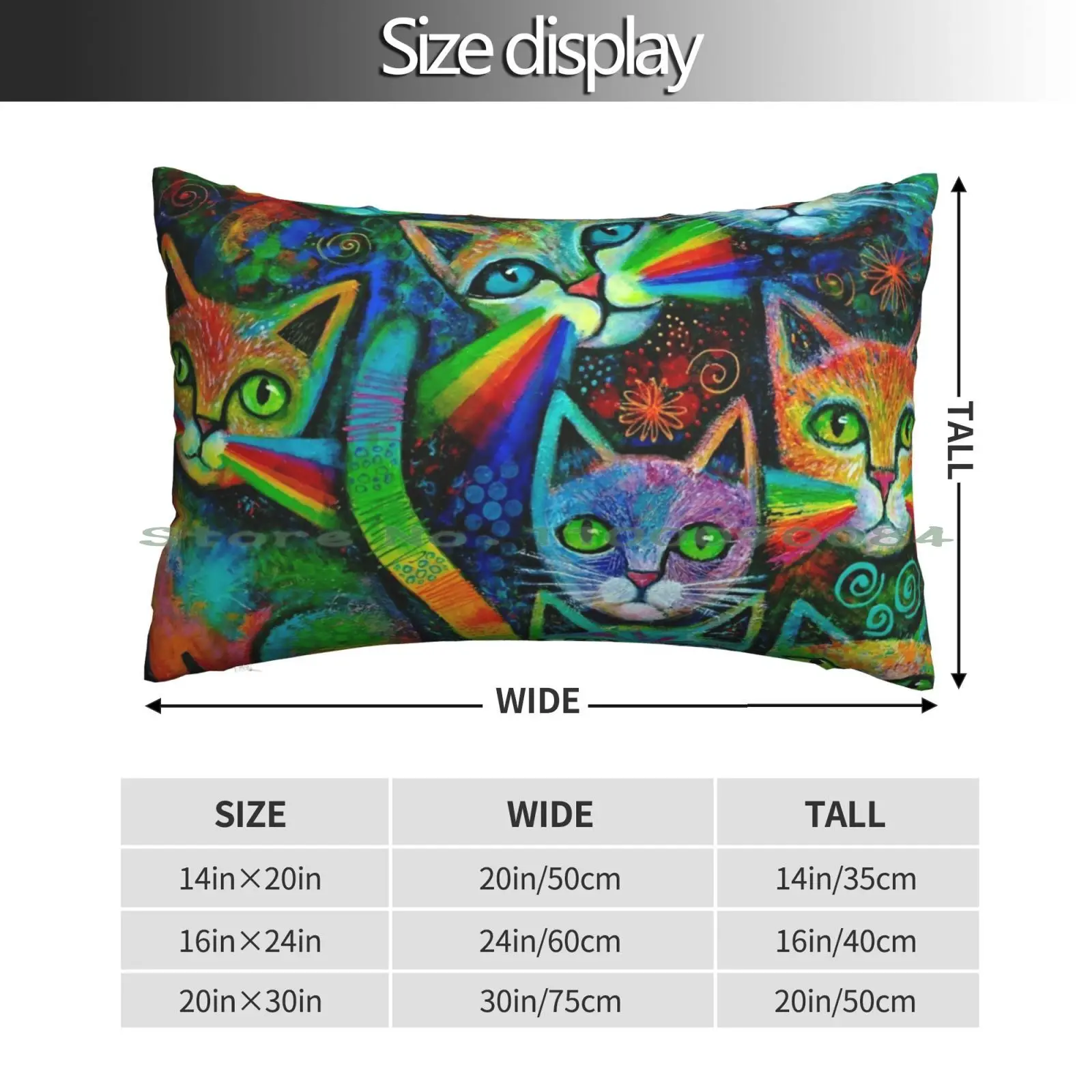 Rainbow Whiskers Pillow Case 20x30 50*75 Sofa Bedroom Cats Abstract Animals Rainbows Cute Modern Art For Kids Cat Painting