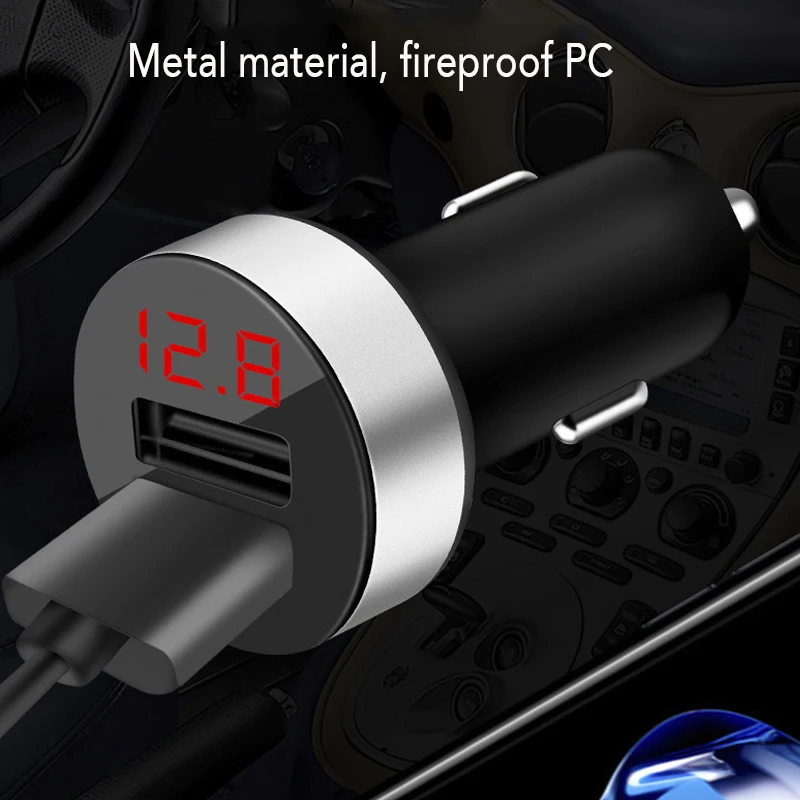 Car Charger Dual Usb One For Two Cigarette Lighter Smart Digital Display Multi-Function Mobile Phone Fast Charge