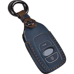 Genuine Leather Handmade Car Key Fob Cover key Case For Subaru Legacy XV Forester Outback Subaru BRZ Key Cover Keyless